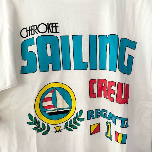 Vintage Cherokee Deadstock Sailing Crew Regatta Tee Medium Cotton Single Stitch - Picture 6 of 15